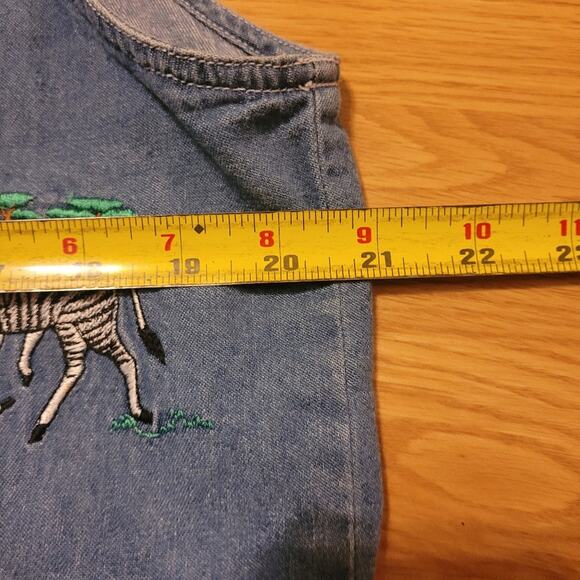 Vtg 90s Y2K Animal Embroidered Denim Vest Safari Africa Elephant Giraffe Zebra L - Picture 4 of 6